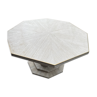 Travertine and brass table