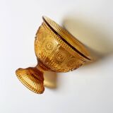 Mid-century Amber Honey Pedestal Bowl / Modern Vintage / Godinger / 1990s