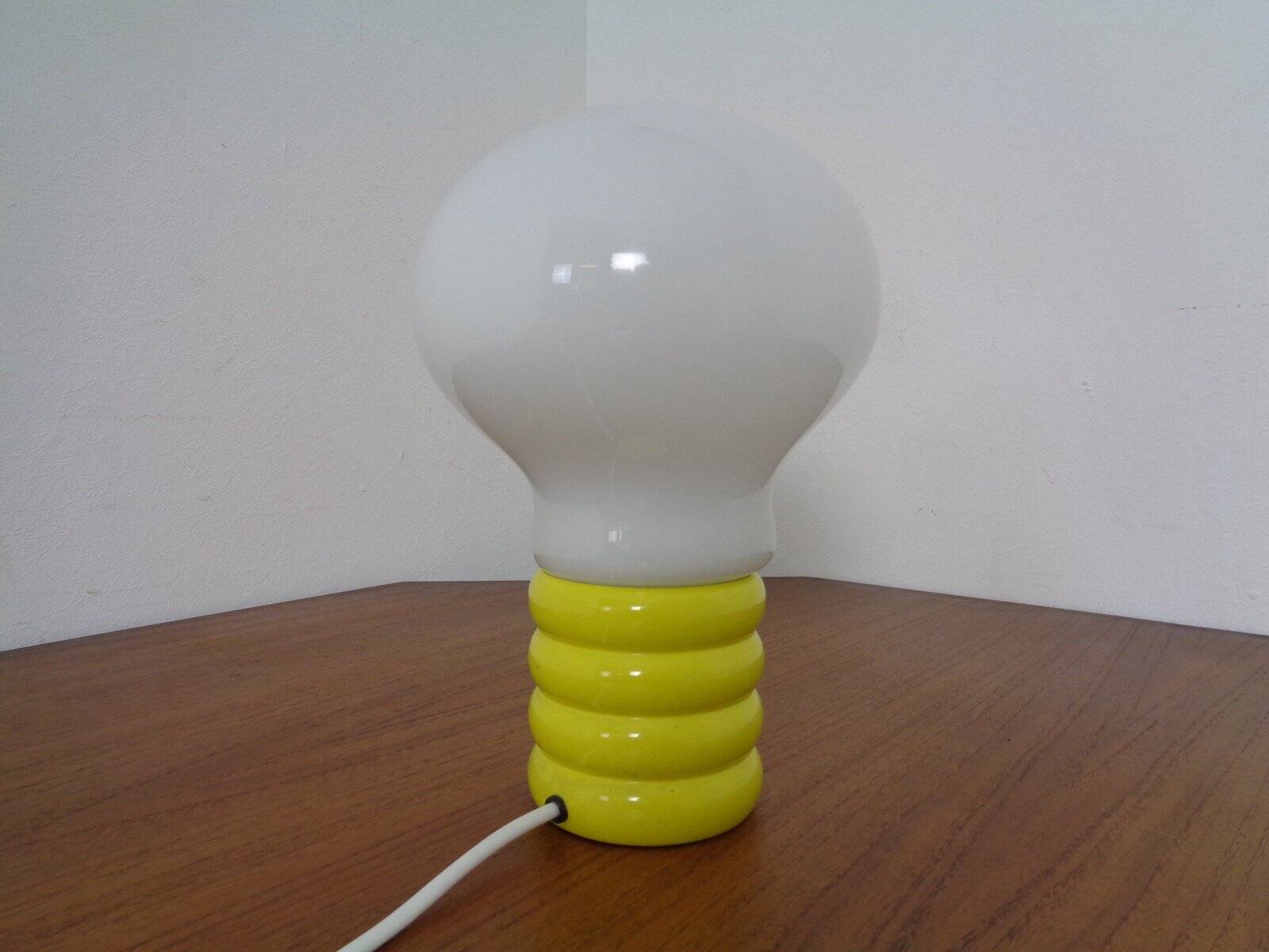 Yellow Opaline Glass Bulb Lamp by Ingo Maurer for M Design, 1960s