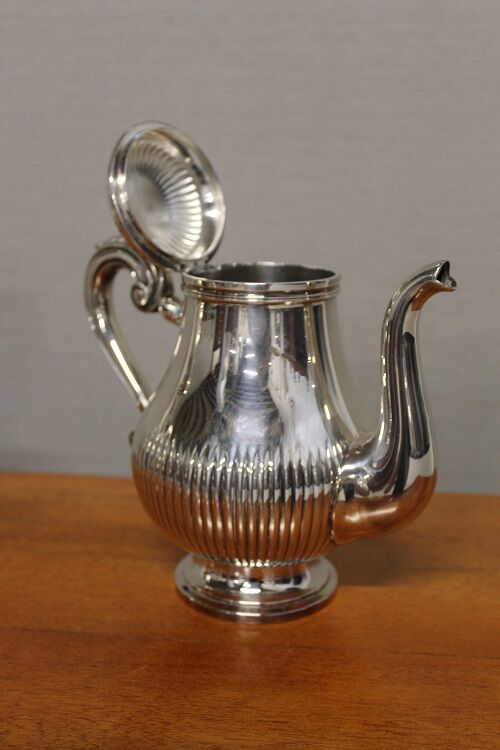 Silver metal coffee set - christofle - gallia collection