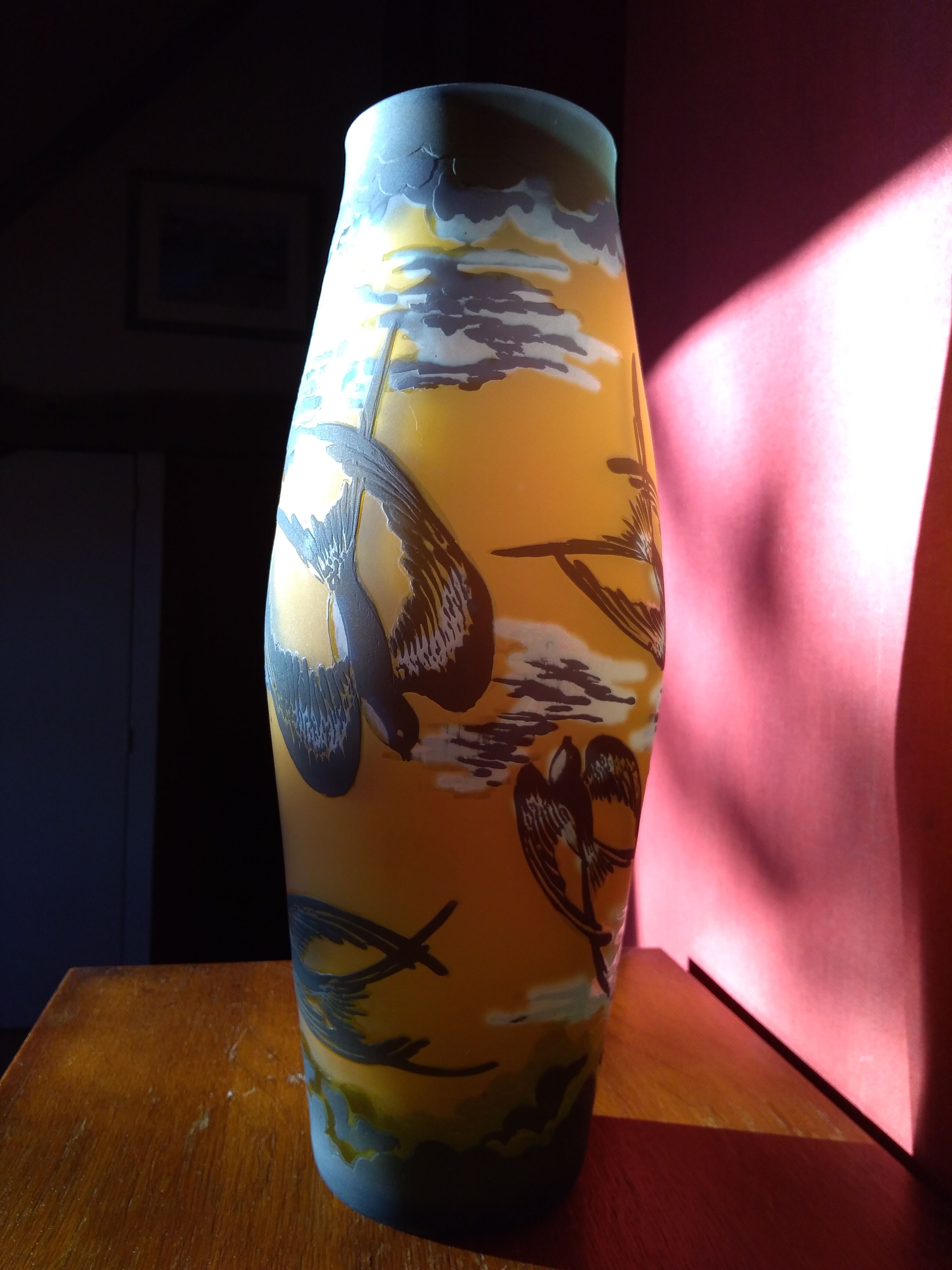 Multi-layered art nouveau glass vase