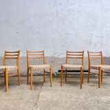 Set of 4 Scandinavian style chairs in vintage beech