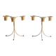 Pair of Vintage Rockabilly Style Gold Brass Spiral Tripod Candlestick Holders
