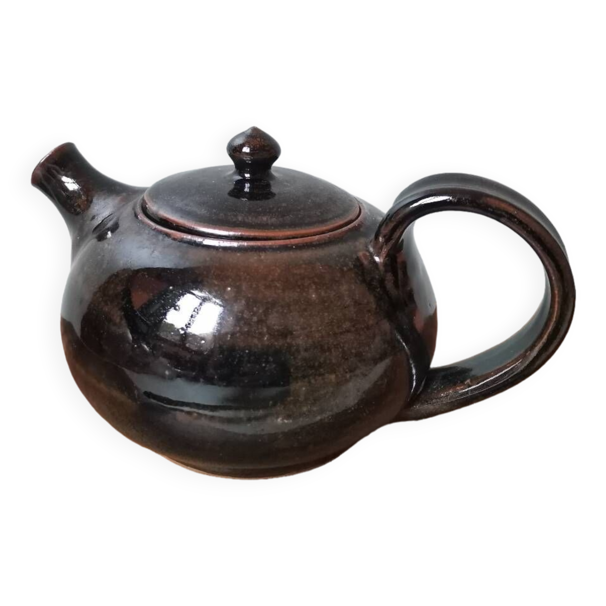 Vintage signed enameled stoneware teapot