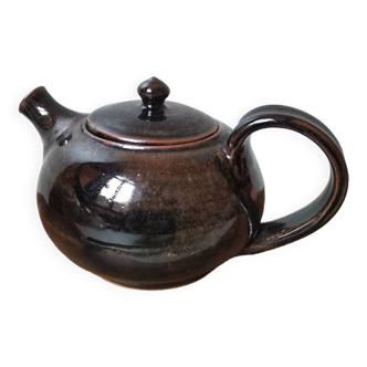 Vintage signed enameled stoneware teapot
