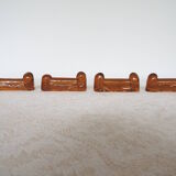 Set of 4 Biot knife holders in amber glass