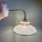 Vintage elbow wall lamp with white and gold granite glass shade