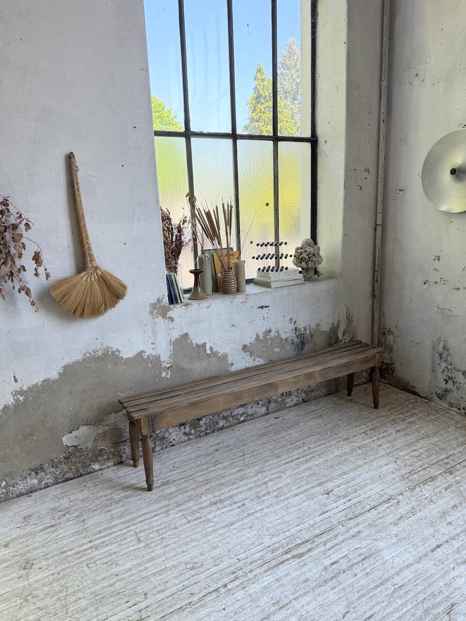 Pair of 1950 benches with oak and beech slats