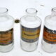 3 apothecary jars, antique blown glass pharmacy
