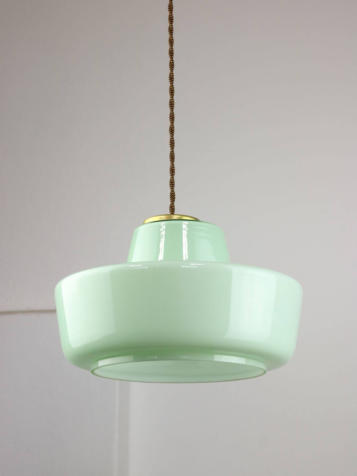 Mid-century italian glass & brass pendant lamp