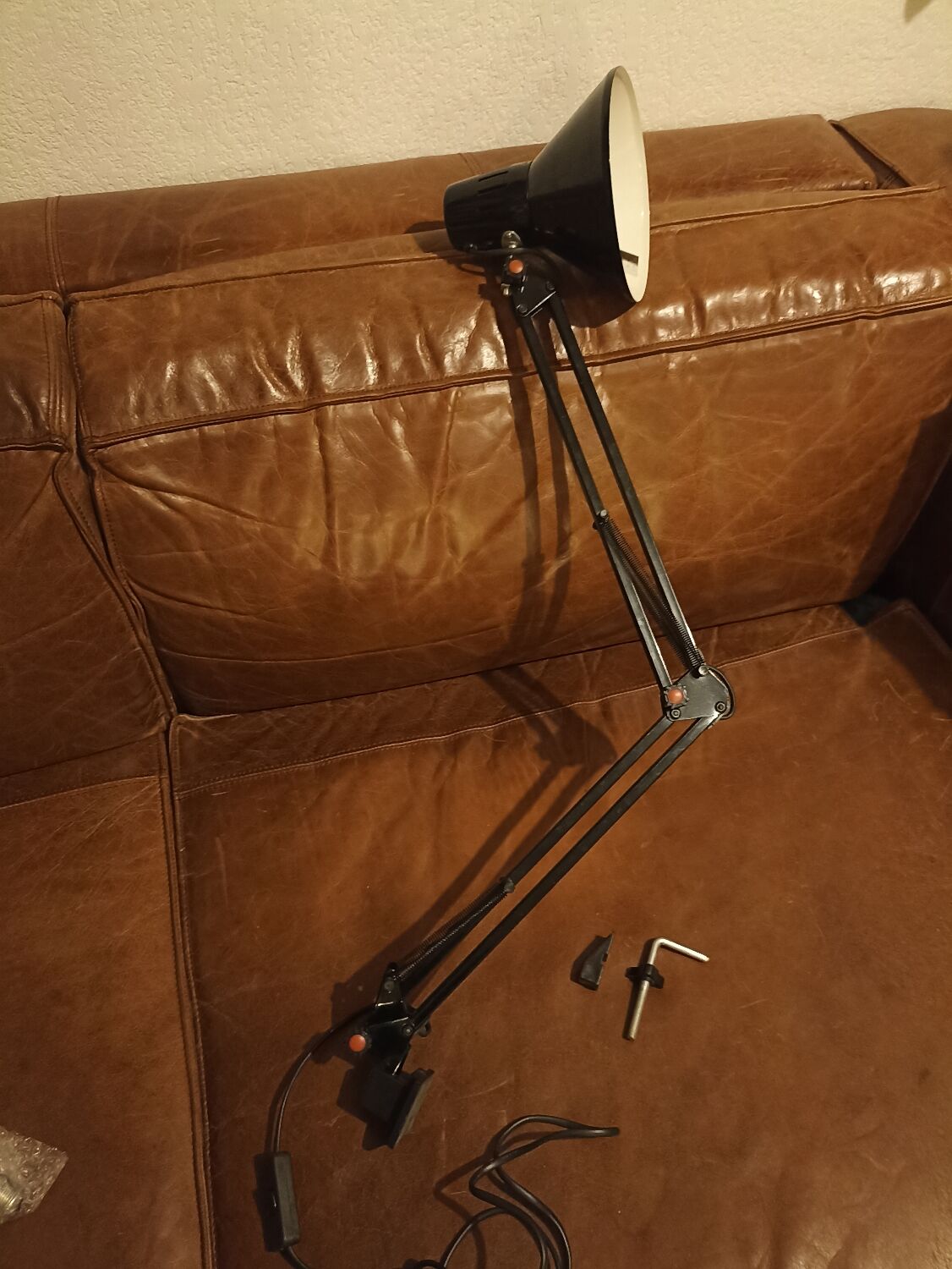 Black vintage architect lamp in its box