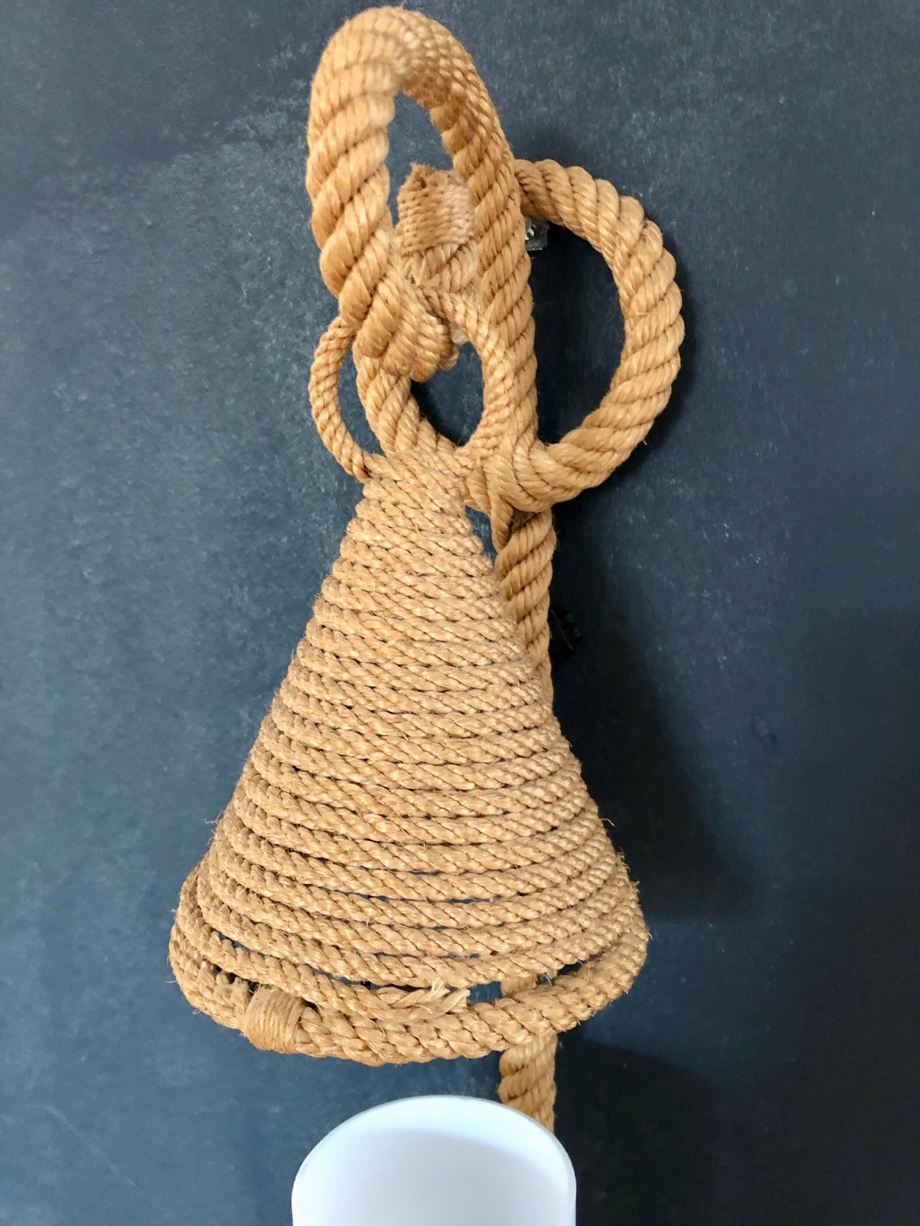Artisanal rope wall lamp from the 60
