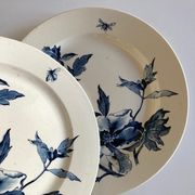 Plat pavots en faience de Gien 19e décor Eté