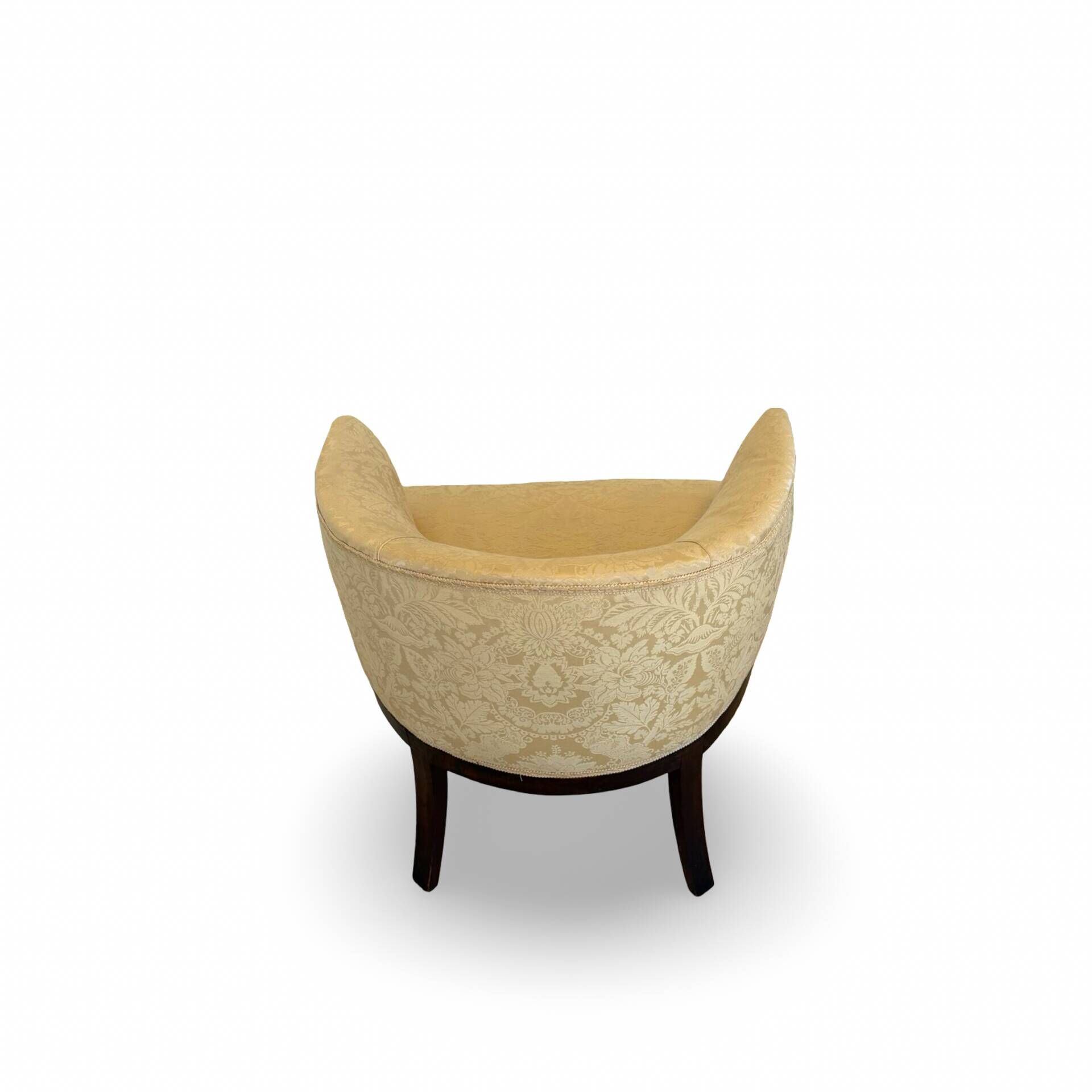 An antique Italian bar chair and a matching tufted vanity stool.