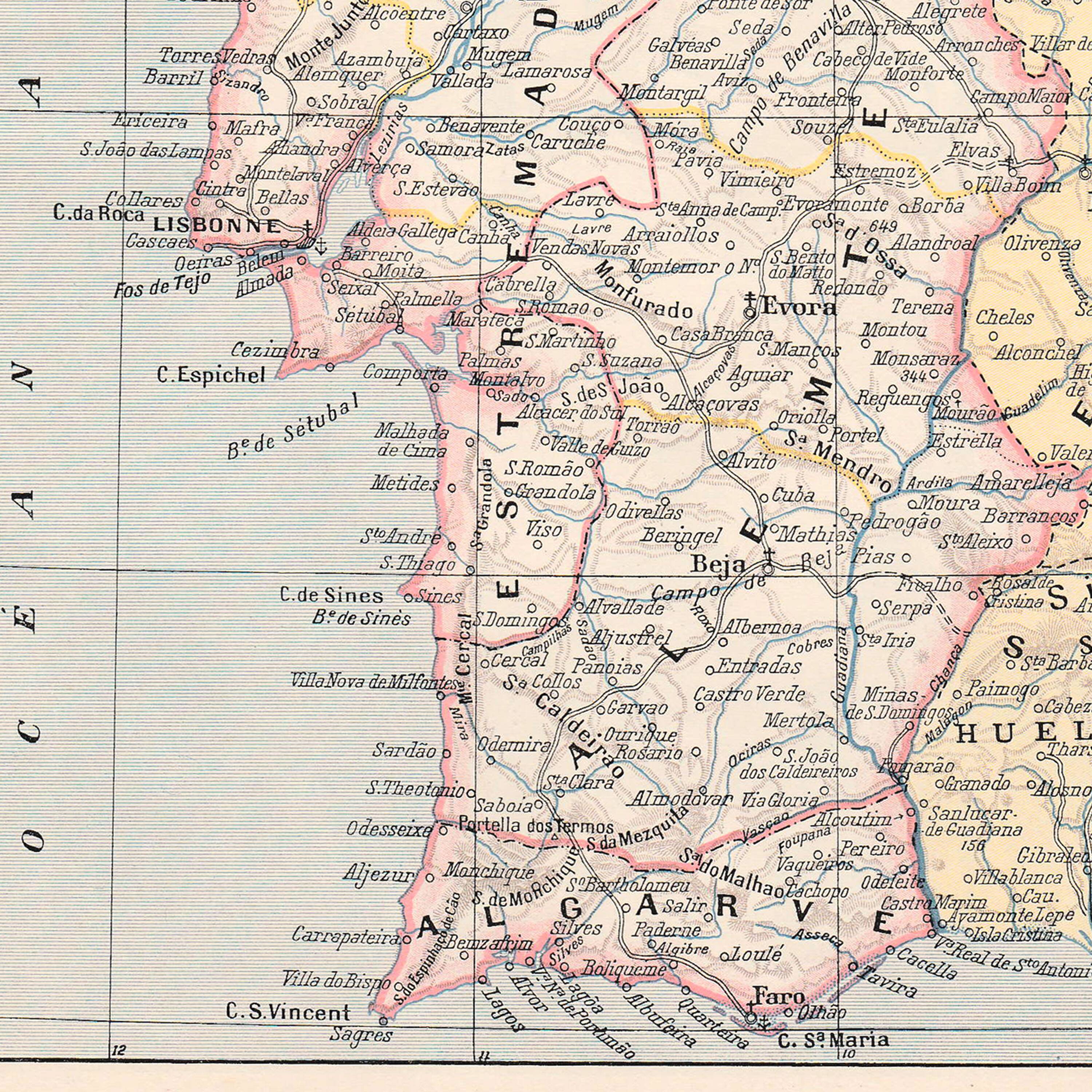 Carte ancienne Portugal fin 19ème