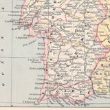 Old map of Portugal, late 19th century