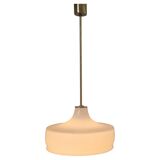 Rare Midcentury Brass and Milk Glass Pendant Kamenicky Senov, 1970s