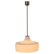Rare Midcentury Brass and Milk Glass Pendant Kamenicky Senov, 1970s