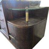 Vintage curved wooden sideboard / Art Deco wardrobe with mirror