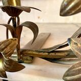 Large brass chandelier with 5 branches and fleur-de-lis design