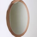 Cristal Arte Pink Oval Rosé Mid-Century Wall Mirror, Italy, 1960s
