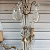 Exceptional bronze chandelier with crystal pendants in working order circa 1910