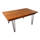 Table de repas vintage extensible en bois et piètement métal, 1950
