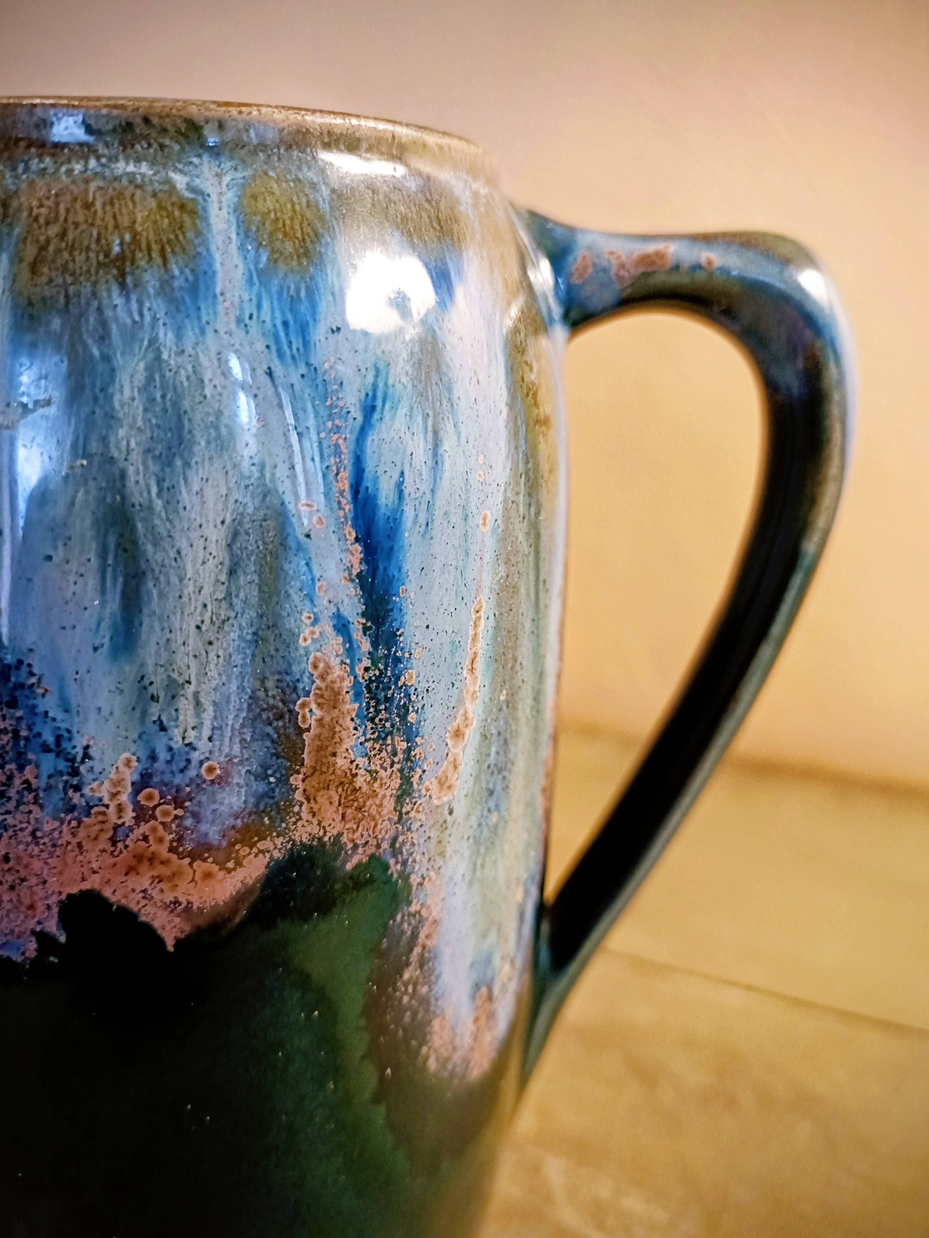 Flamed stoneware pitcher signed Denbac