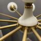 Opaline glass & brass sputnik chandelier with 12 lights, 1970s