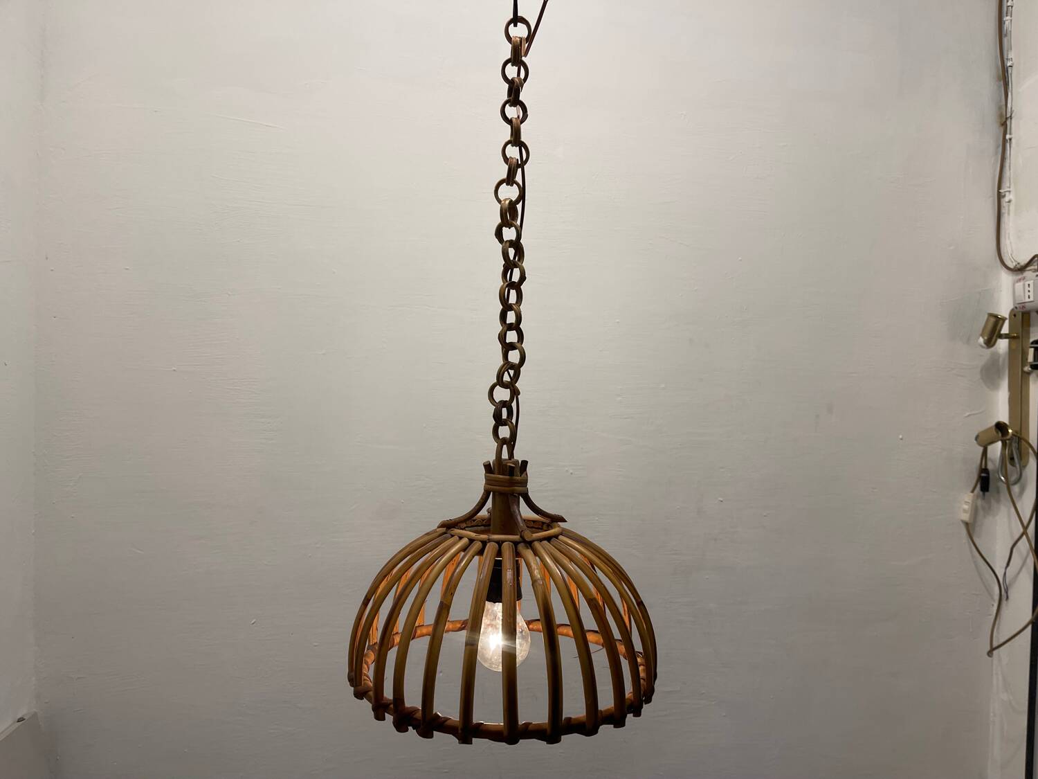 Handcrafted  Rattan Light Pendant 1960’s