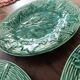 Antique green majolica dessert plates – Gien 🍇