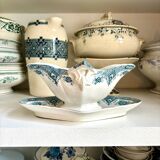 Saucière en terre de fer bleue et blanche