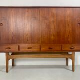 Danish midcentury teak credenza highboard by Ejvind A Johansson