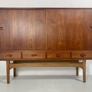 Danish midcentury teak credenza highboard by Ejvind A Johansson