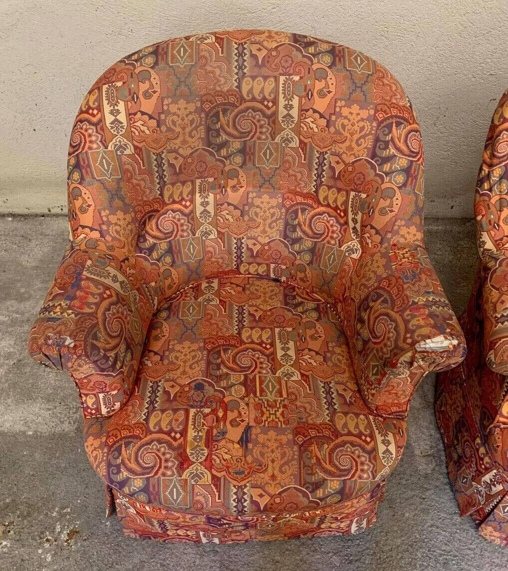 Pair of Napoleon III period toad armchairs