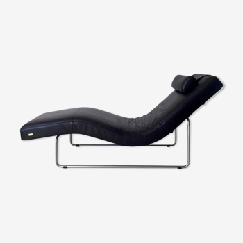 Black leather adjustable lounge chair by Rolf Benz, Basix series