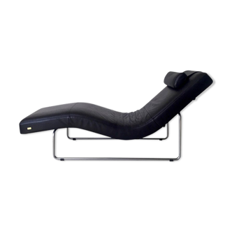 Black leather adjustable lounge chair by Rolf Benz, Basix series