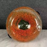 Blown glass ball vase with two handles in glass paste, Art Deco period