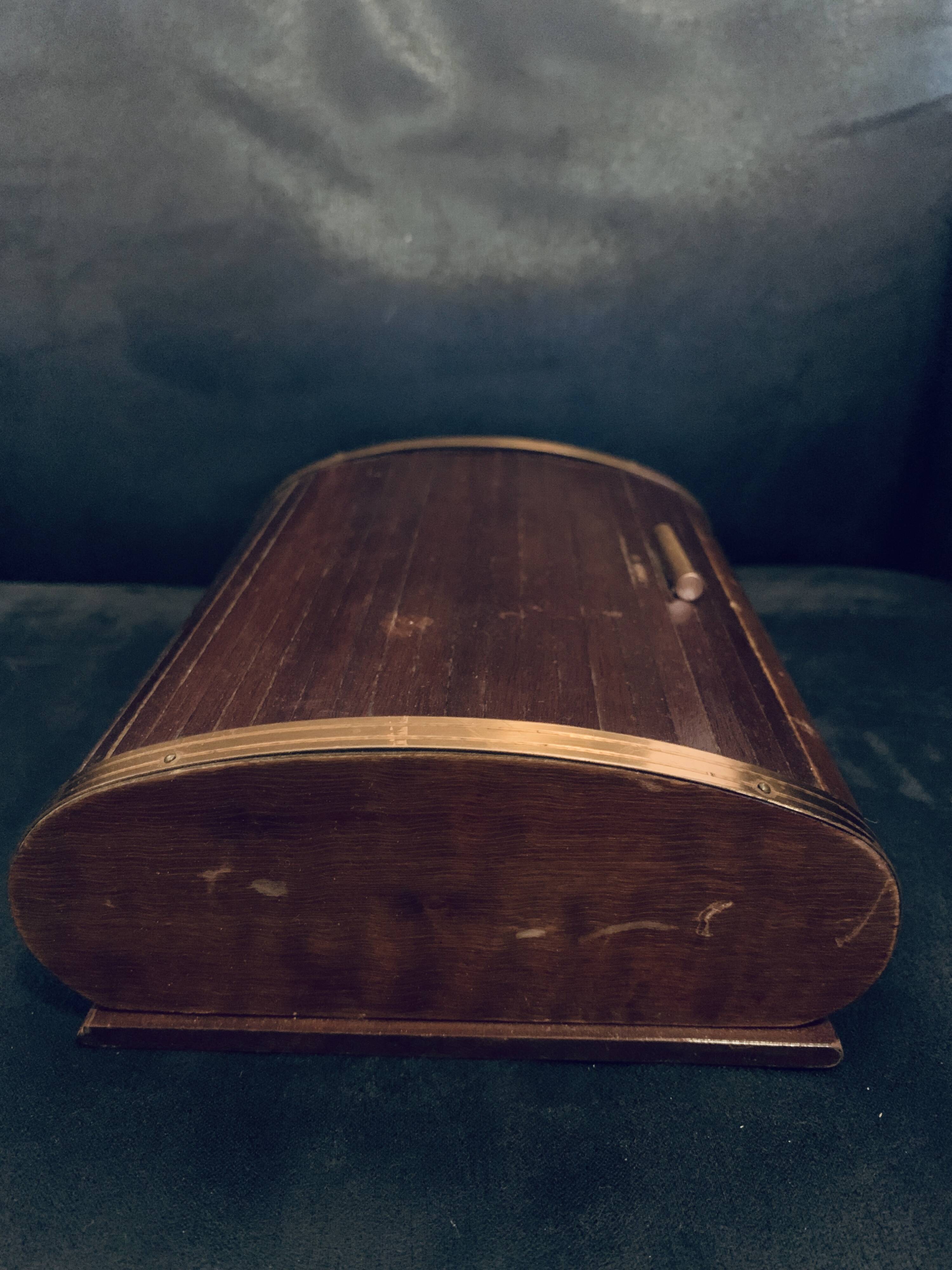 Cigar box 1960 17cm wooden sliding shutter jewelry cigarettes old vintage