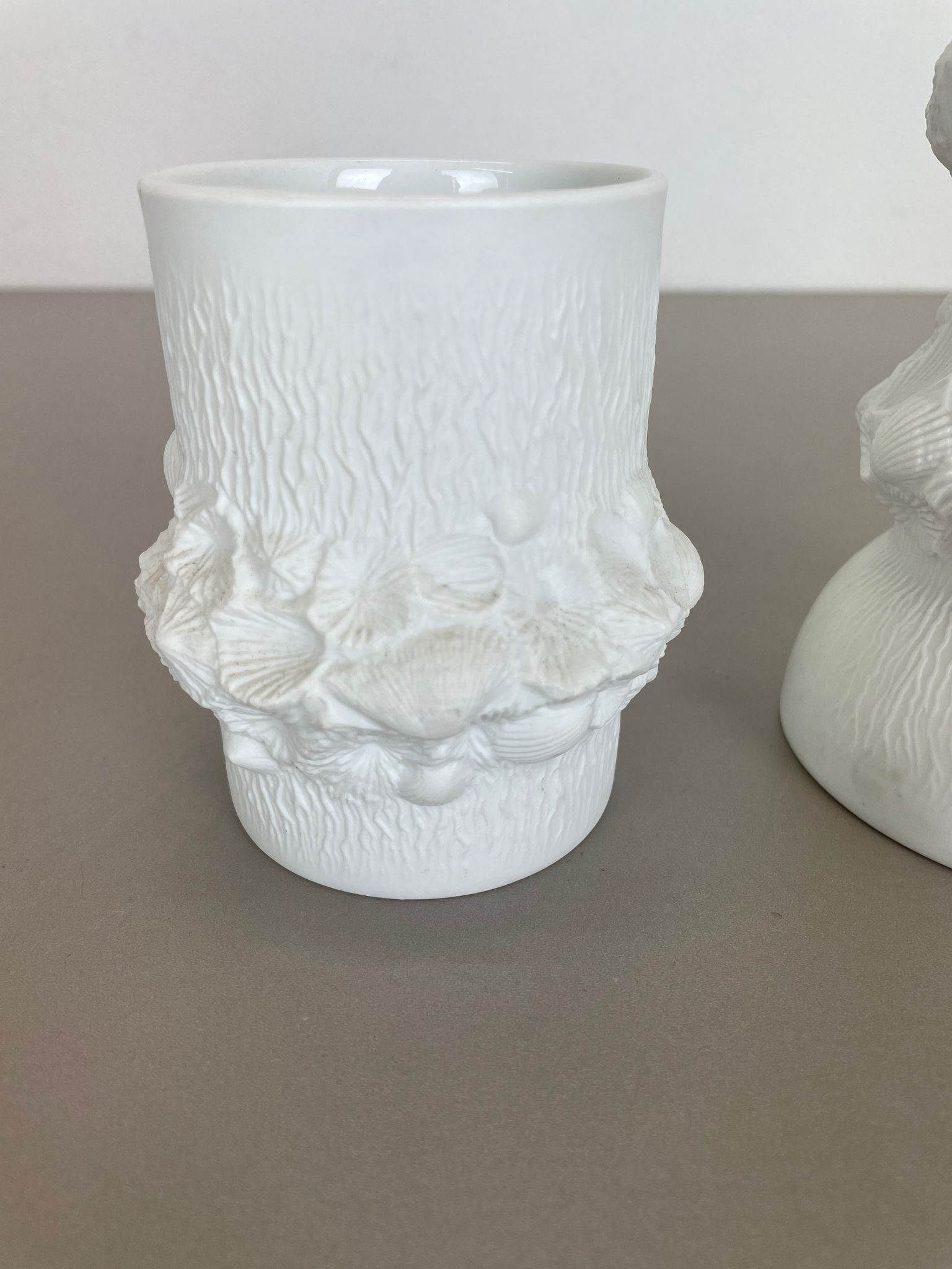 Set of 3 Original OP Art Biscuit Porcelain Vases by AK Kaiser, Germany, 1970s