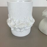 Set of 3 Original OP Art Biscuit Porcelain Vases by AK Kaiser, Germany, 1970s