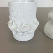 Set of 3 Original OP Art Biscuit Porcelain Vases by AK Kaiser, Germany, 1970s