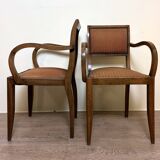 Pair of bridge armchairs art deco period in walnut circa 1940