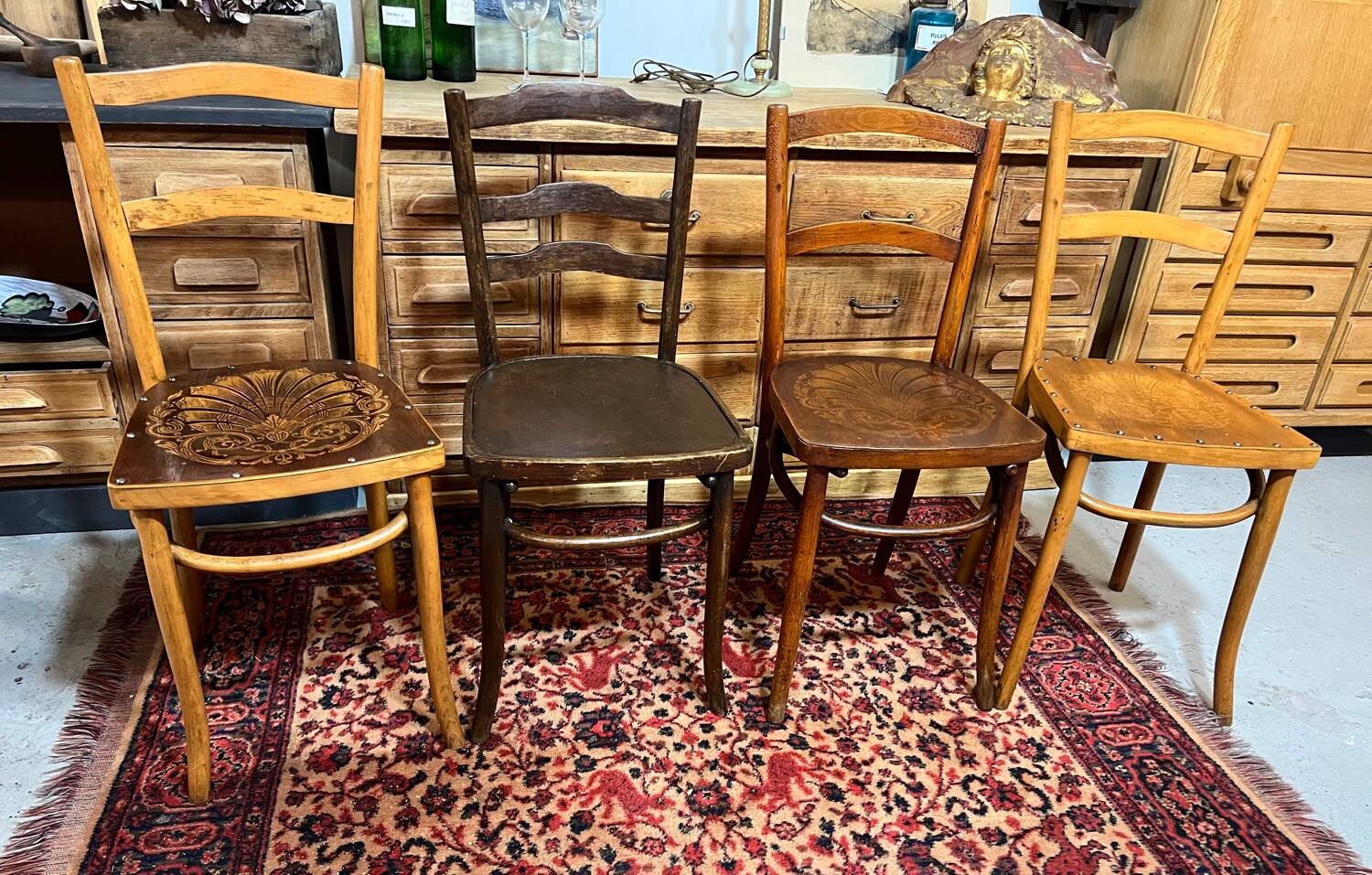 4 old bistro chairs