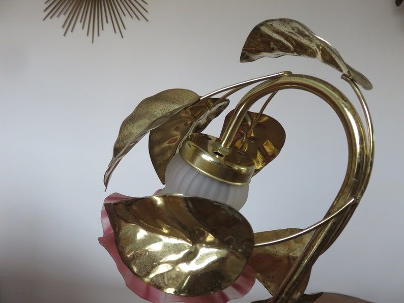 Lamp " flower " in gold metal 70s