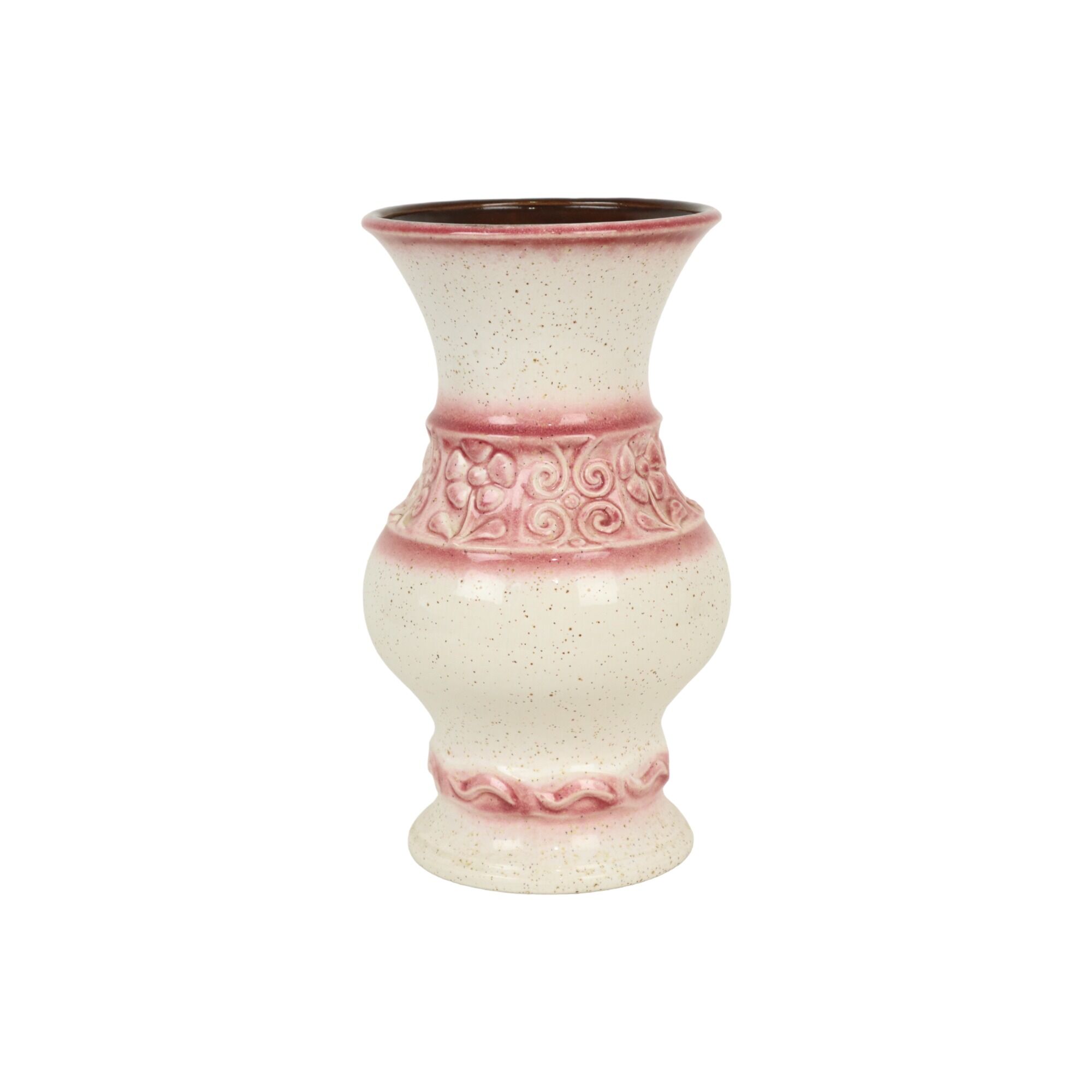 Pink vintage vase west germany flowers üebelacker keramik 634-30