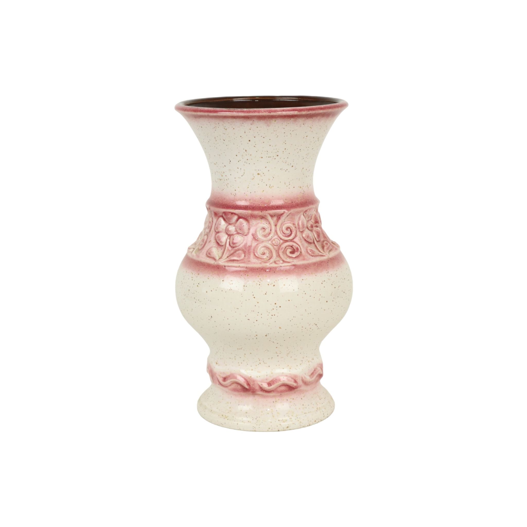 Pink vintage vase west germany flowers üebelacker keramik 634-30