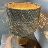 50s wood and straw lamp