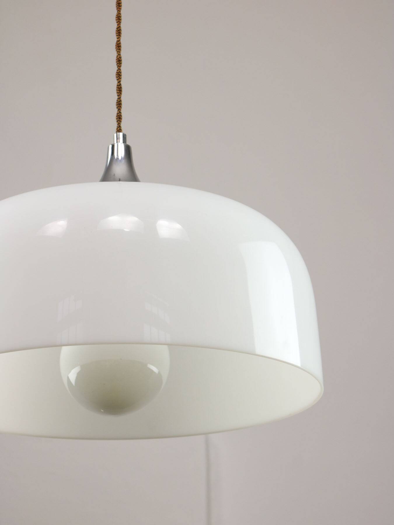 Space Age White Pendant Lamp from Guzzini, 1960s