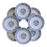 8 dessert plates in porcelain signed Kahla Germany cobalt